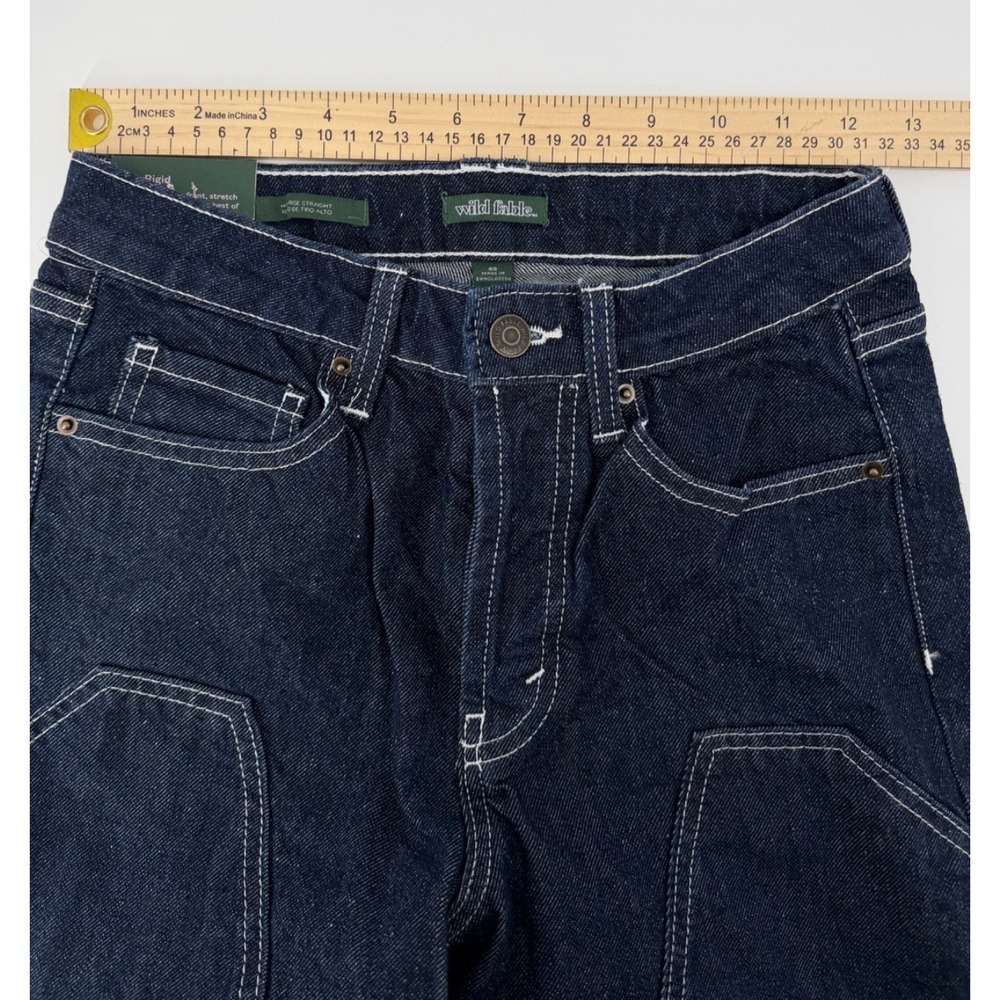 High Rise Straight Leg Carpenter Jeans Wm's 00/32 EasyRigid Workwear Buttonfly - Picture 9 of 12